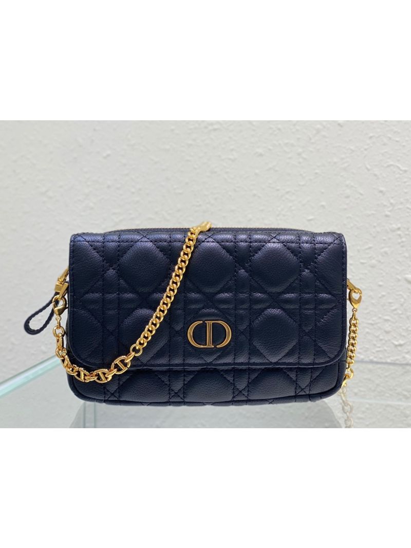 Dior Caro Pouch Supple Cannage Calfskin S525U Navy