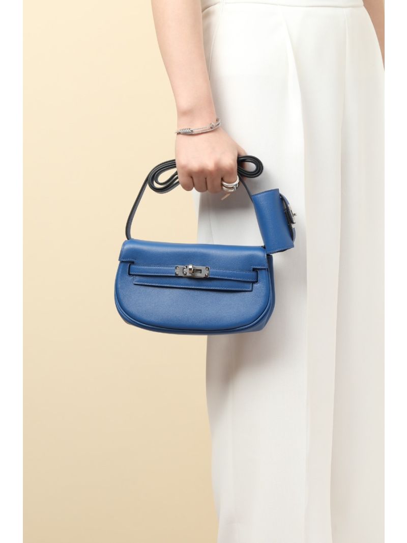 Hermes Kelly Moove shoulder bag in 71 Bleu France Swift leather