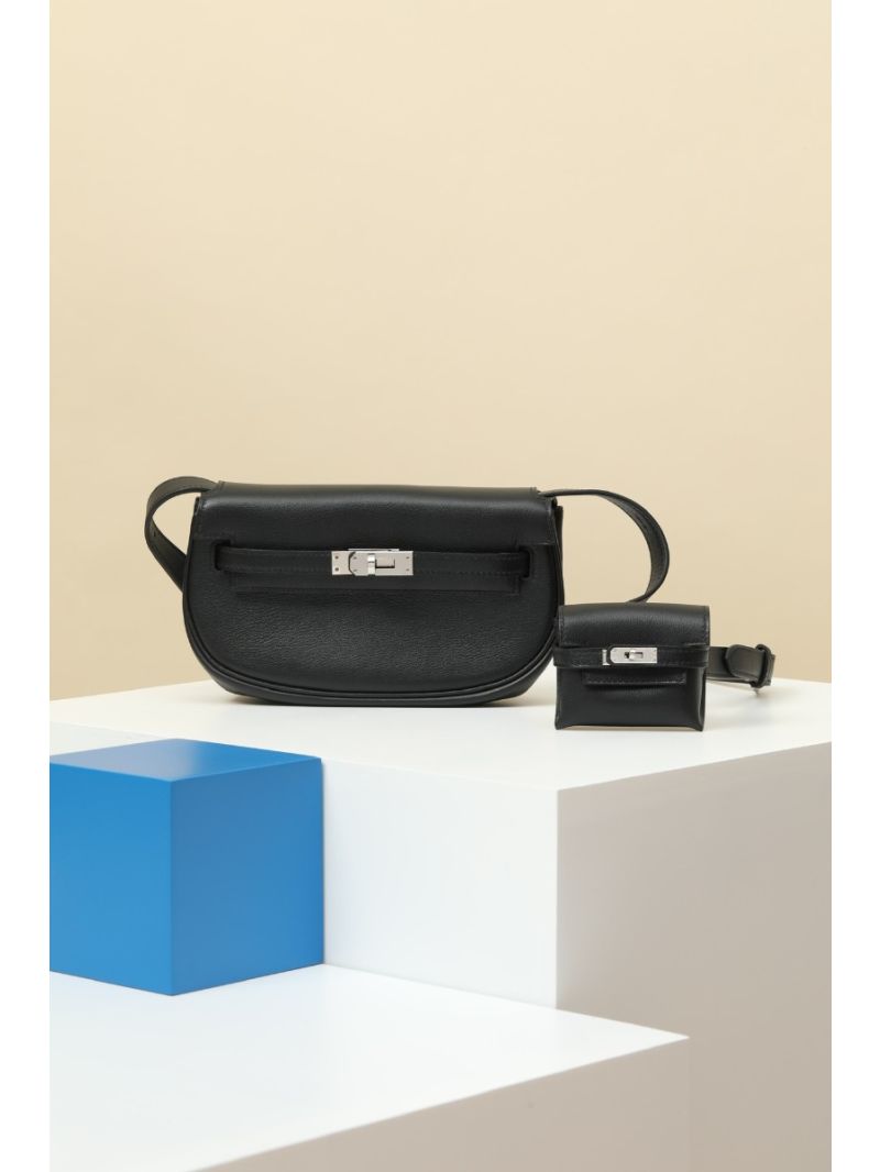Hermes Kelly Moove shoulder bag in 2Z Black Swift leather