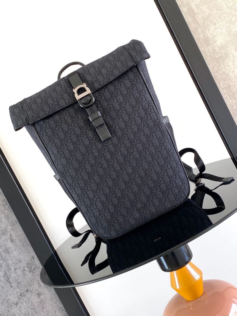 Dior 8 Roll Top Backpack Black Dior Oblique Jacquard 1ESBA216YK