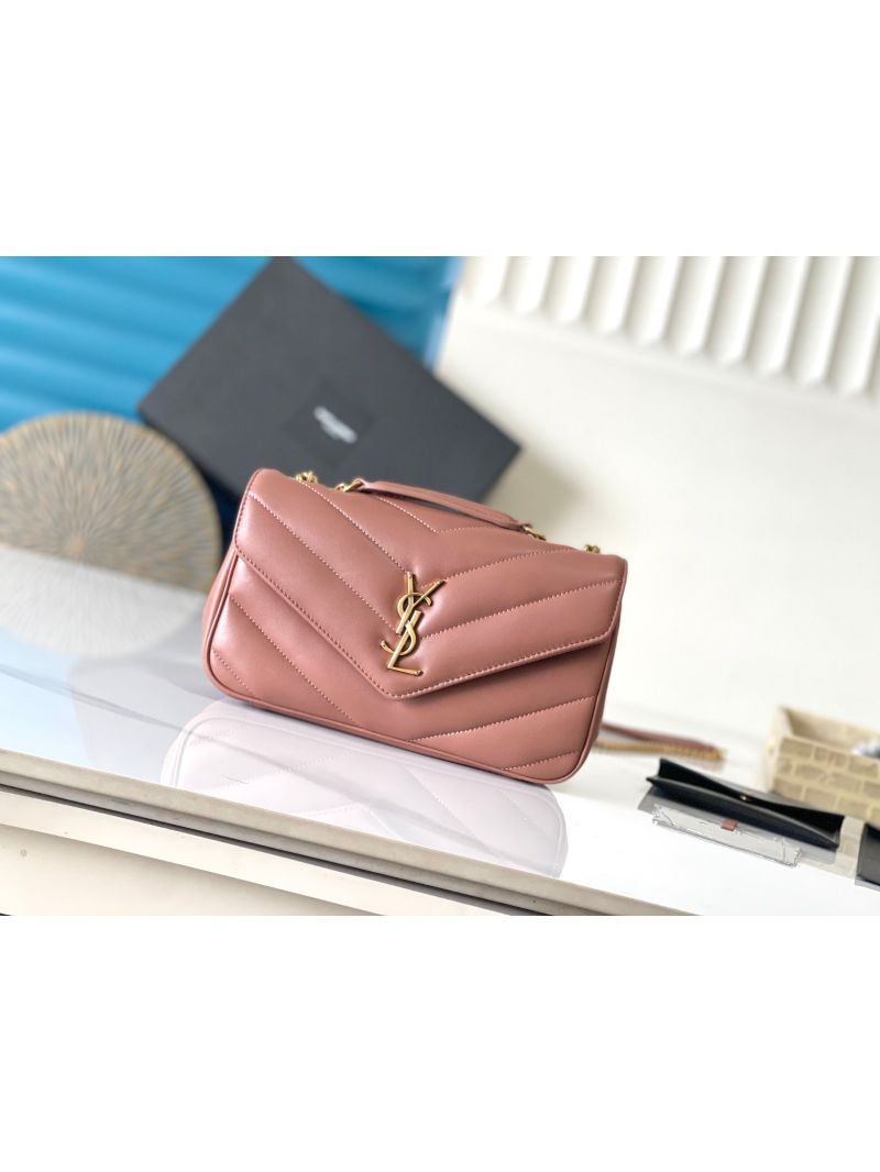 YSL Saint Laurent Loulou Small In Matelassé Lambskin 801437 Hortensia