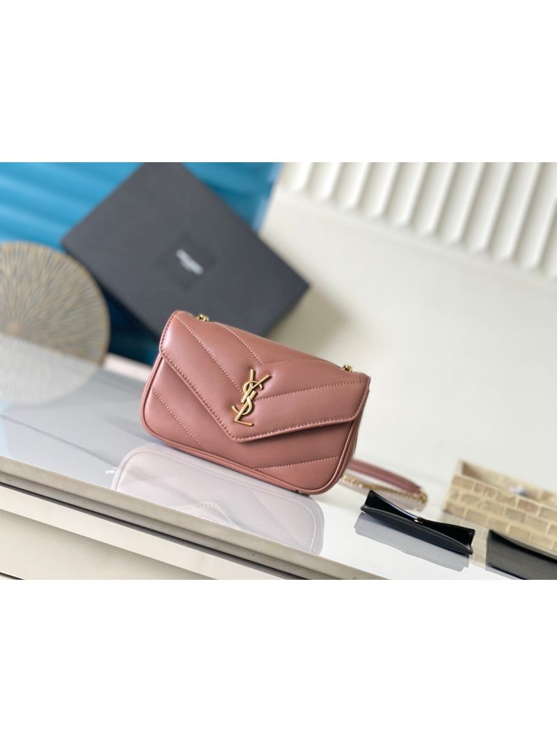 YSL Saint Laurent Loulou Mini In Lambskin 821749 Hortensia