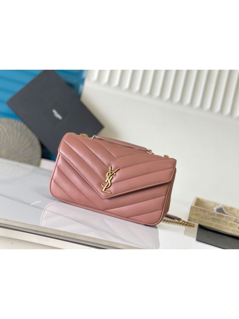 YSL Saint Laurent Loulou Medium In Matelassé Lambskin 801439 Hortensia