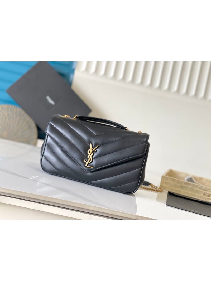 YSL Saint Laurent Loulou Medium In Matelassé Lambskin 801439 Black