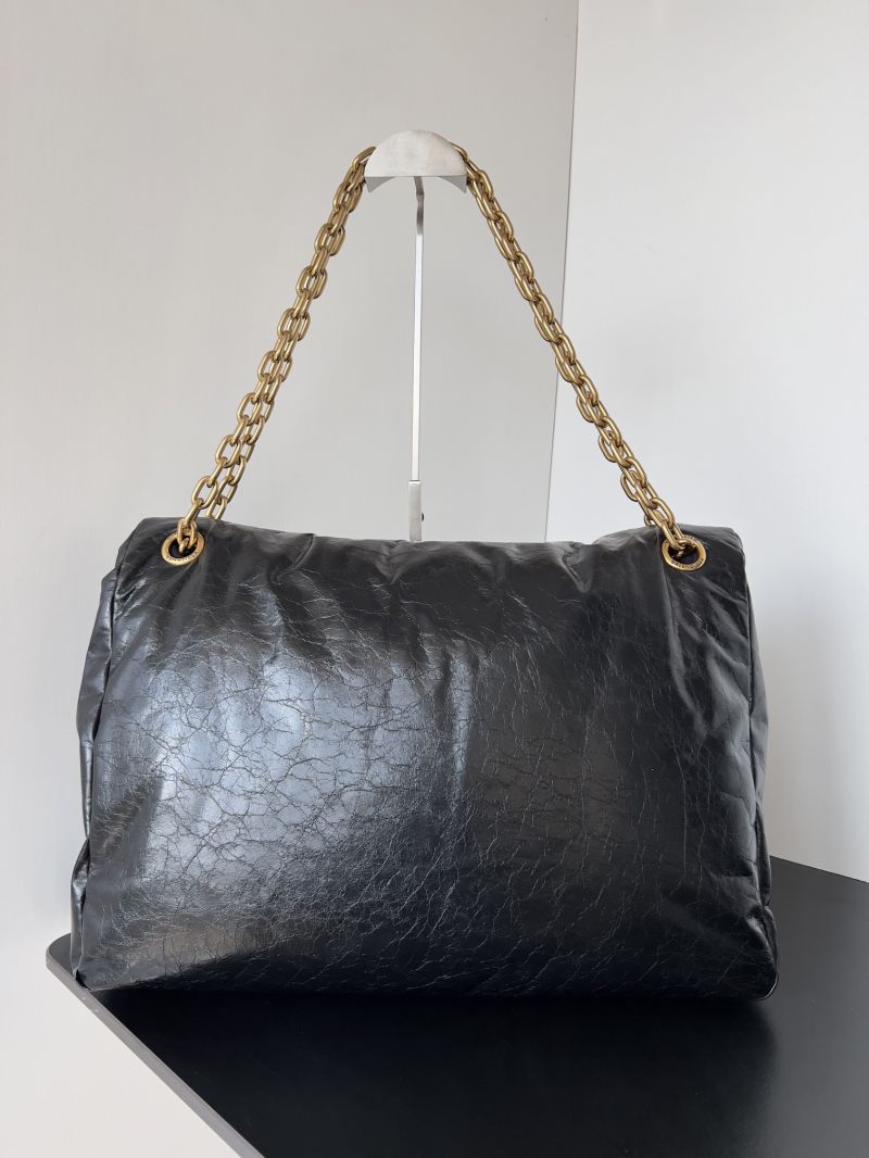 Balenciaga Large Monaco Chain Bag in Crushed Calfskin Black 7458992AAIN1000