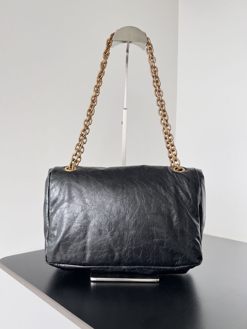 Balenciaga Monaco Medium Chain Bag in Arena Calfskin Black 765945-2AA6C-1000