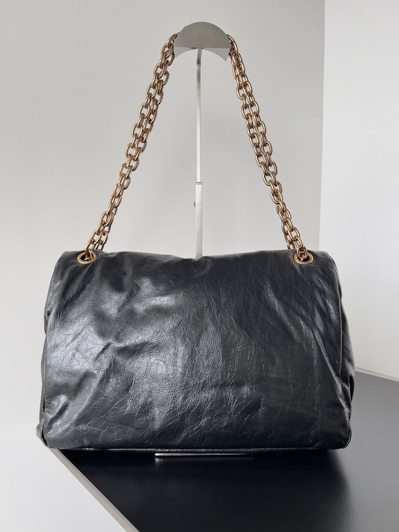Balenciaga Monaco Medium Chain Bag in Crushed Calfskin Black 7659452AAR81000