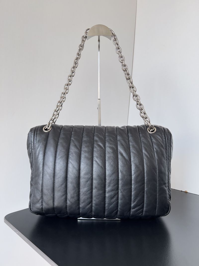 Balenciaga Monaco Medium Chain Bag in Quilted Calfskin Black 7659452AASE1000