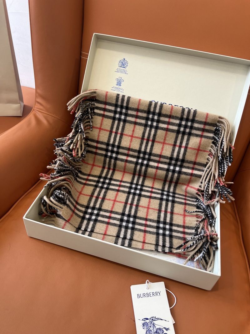 Burberry 100% Cashmere Scarf with Iconic Fringe - Luxe Plaid Elegance