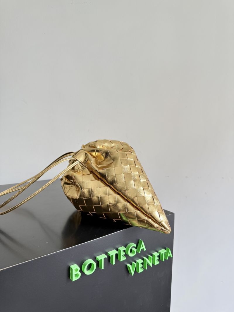Bottega Veneta Dustbag Intrecciato Pouch in Laminated Lambskin Gold 796728