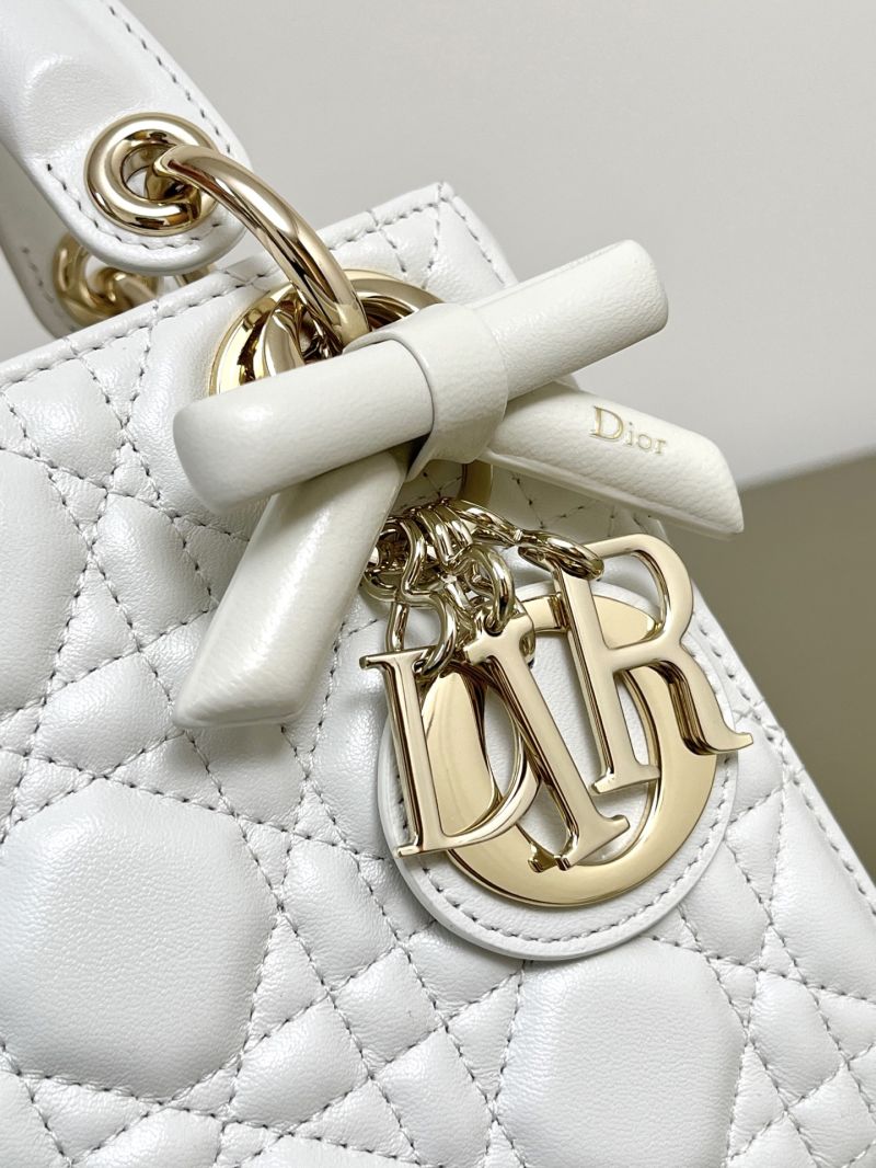 Dior Mini Lady Dior Bag with Bow Detail in Cannage Lambskin Latte M0505ONGH_M030