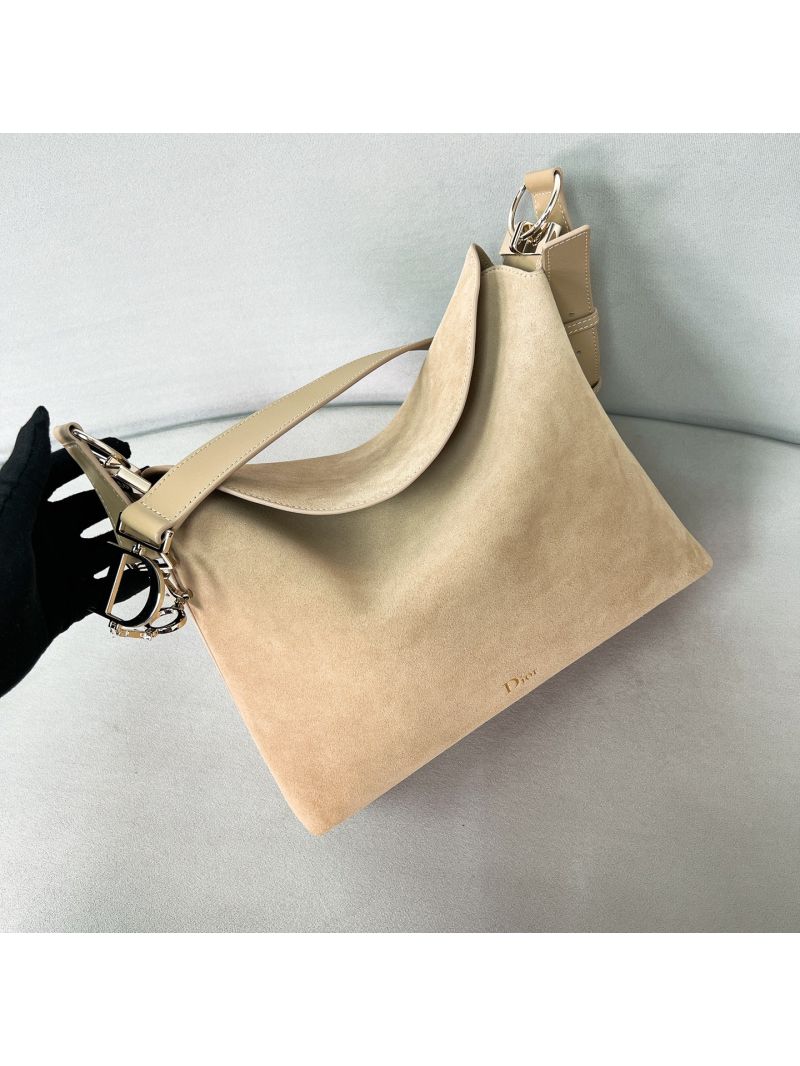Dior Medium Groove Hobo Bag in Suede Calfskin Safari Beige M1412CVYF_M11U