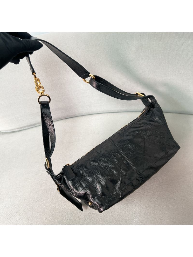 Christian Dior D-Journey Bag in Maxicannage Shiny Calfskin Black M2416