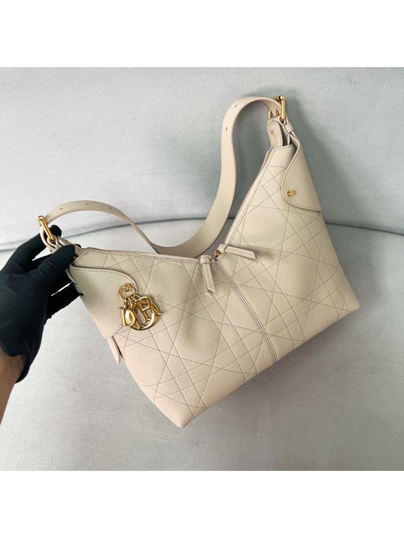 Christian Dior D-Voyage Medium Bag in Grained Calfskin Powder Beige M2846ONGF_M16E