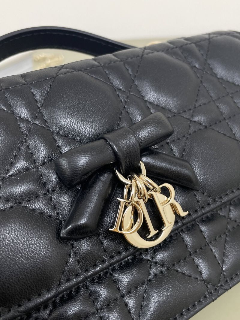 Dior Miss Dior Mini Bag with Top Handle and Bow in Cannage Lambskin Black S0980ONMJ_M900