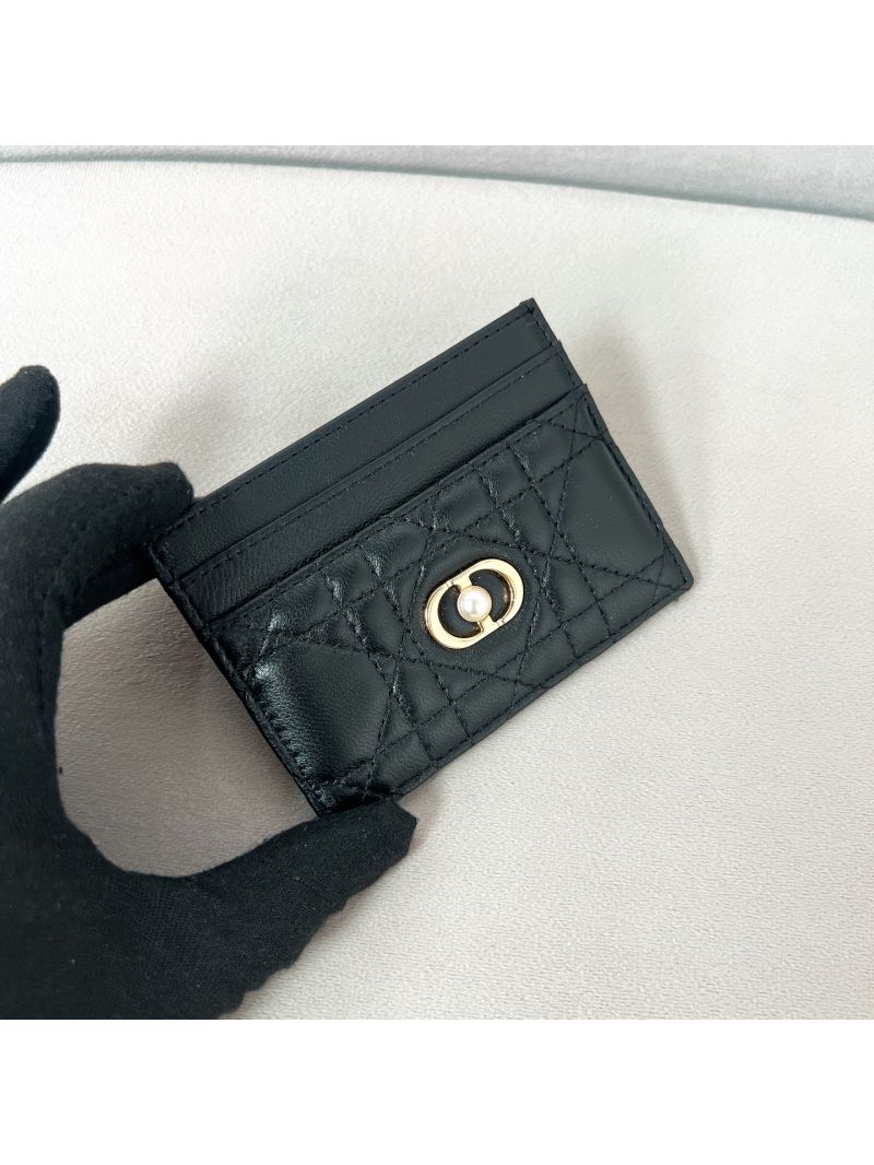 Dior Jolie Five-Slot Card Holder in Cannage Lambskin Black S5130UWHC_M900