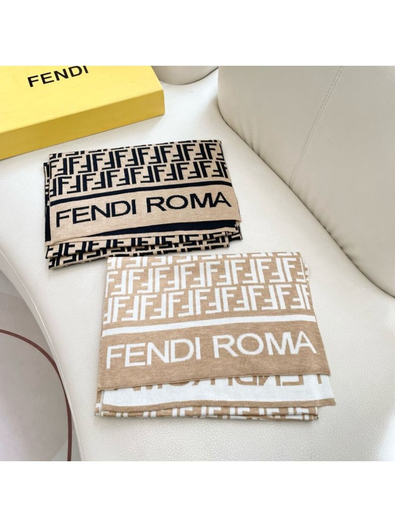 Fendi Black Cashmere Scarf with Iconic FF Pattern - Luxe & Cozy