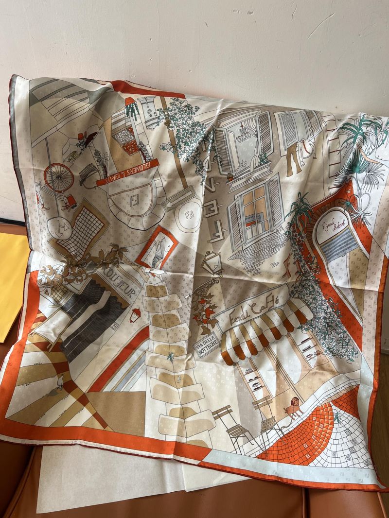 Fendi Walking Around Rome Silk Scarf 90x90cm