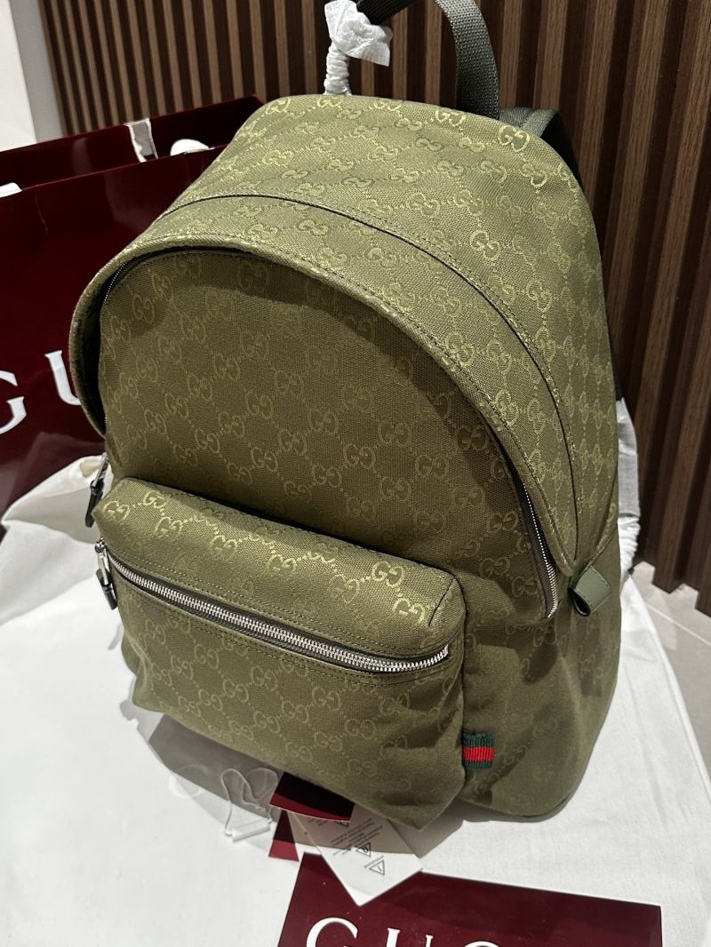Gucci GG Canvas Backpack in GG Canvas Olive Green 449175
