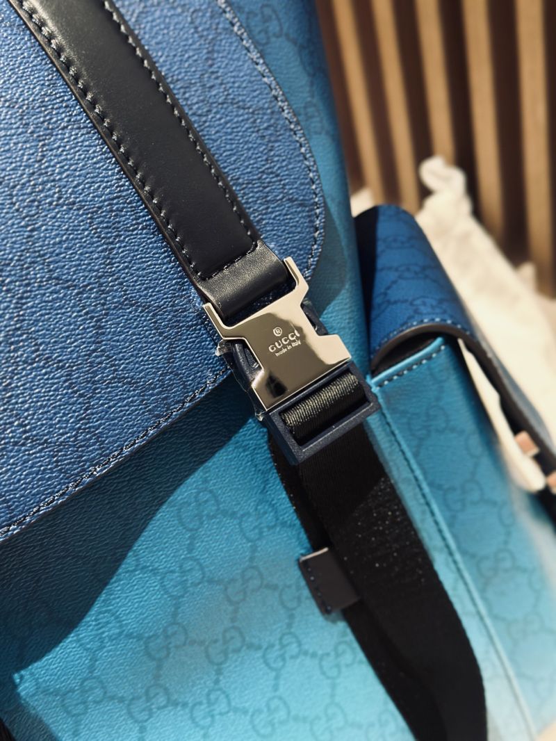 Gucci GG Supreme Ombré Canvas Backpack in Blue/Light Blue Leather Trim 726300 FACQ6 4376