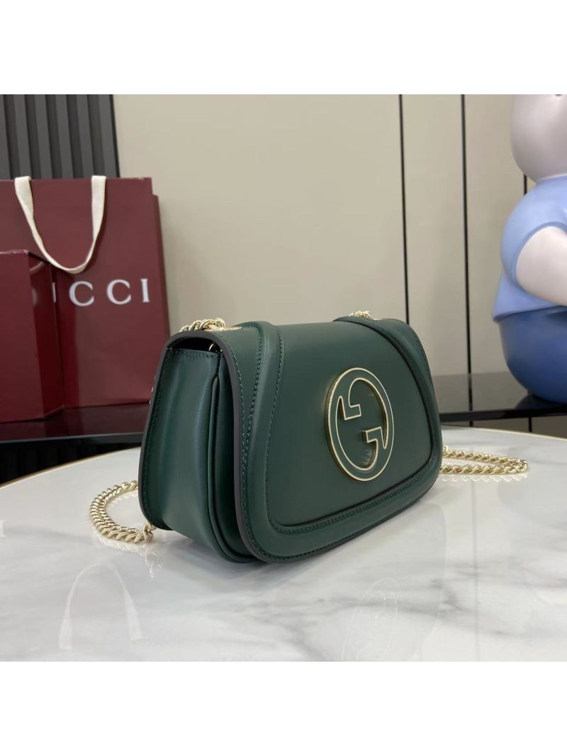 Gucci Blondie Small Shoulder Bag in Green Leather 815711 AAEEX 3020