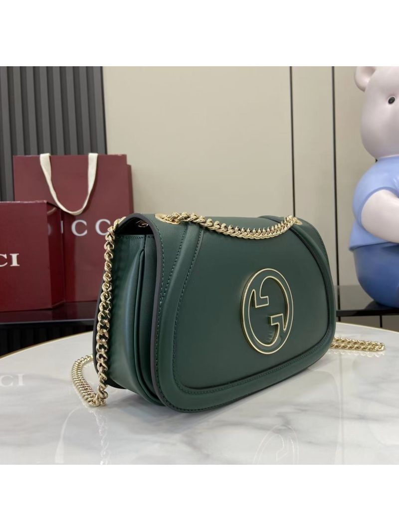 Gucci Blondie Small Shoulder Bag in Dark Green Leather 815715
