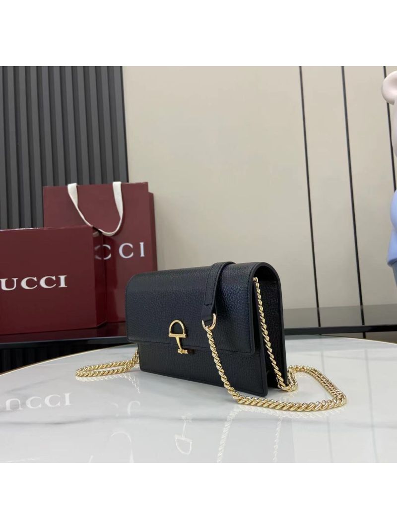 Gucci Half-Horsebit Softbit Shoulder Bag in Black Grained Leather Black 837373