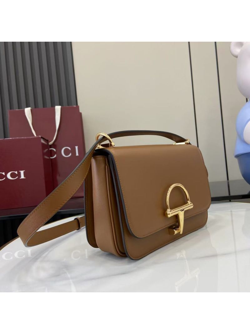Gucci Siena Small Shoulder Bag in Smooth Leather Brown 846705