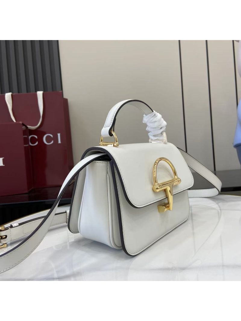 Gucci Siena Small Top Handle Bag in Ivory Fine Smooth Leather 855536
