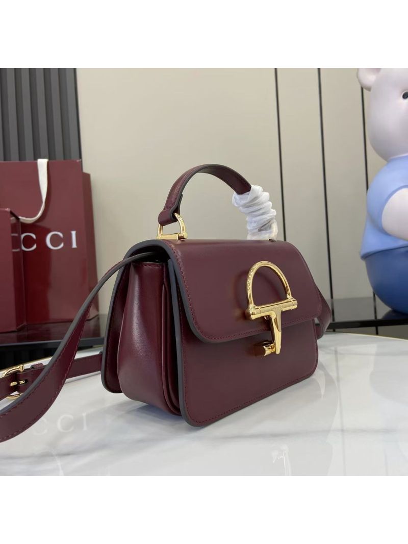 Gucci Siena Small Handbag in Smooth Leather Ancora Red 855536 AAFKB