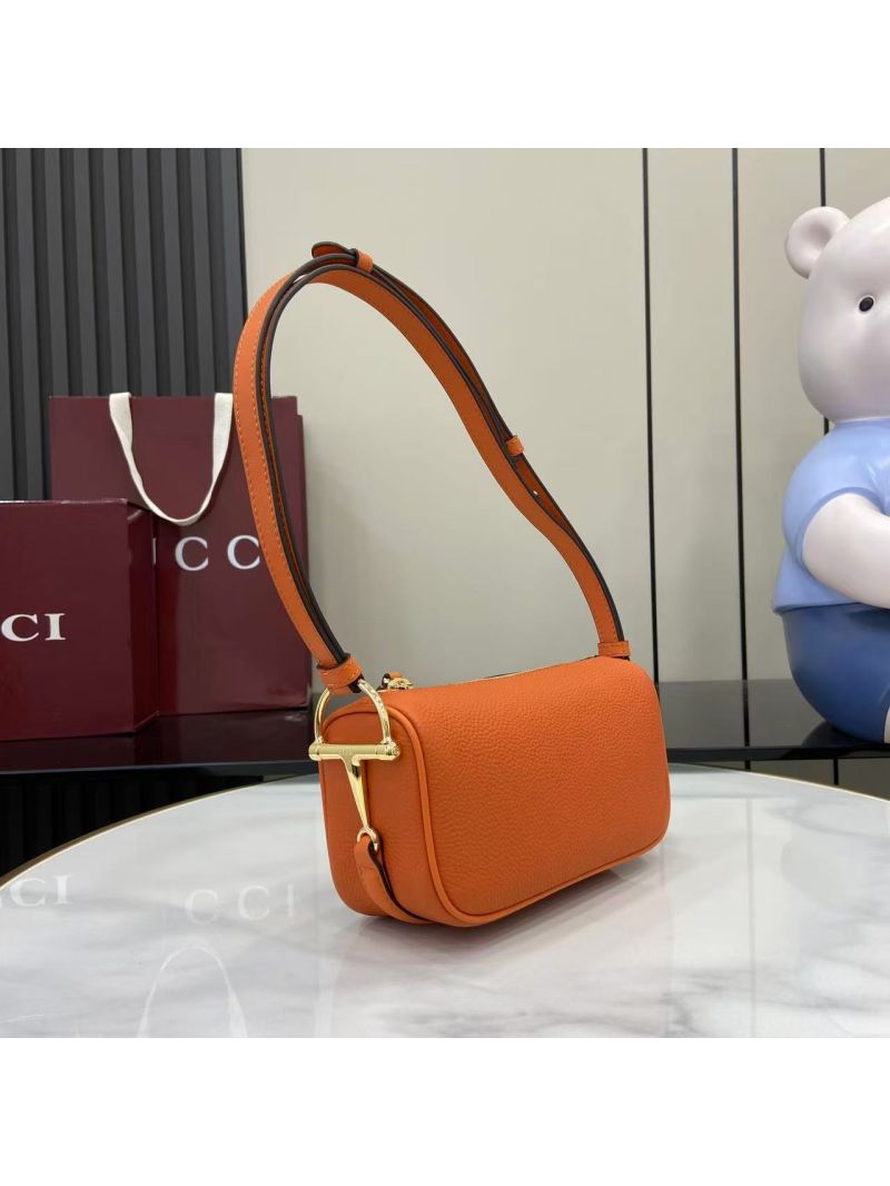 Gucci Half-Horsebit Mini Bag in Orange Grained Leather Orange 860784