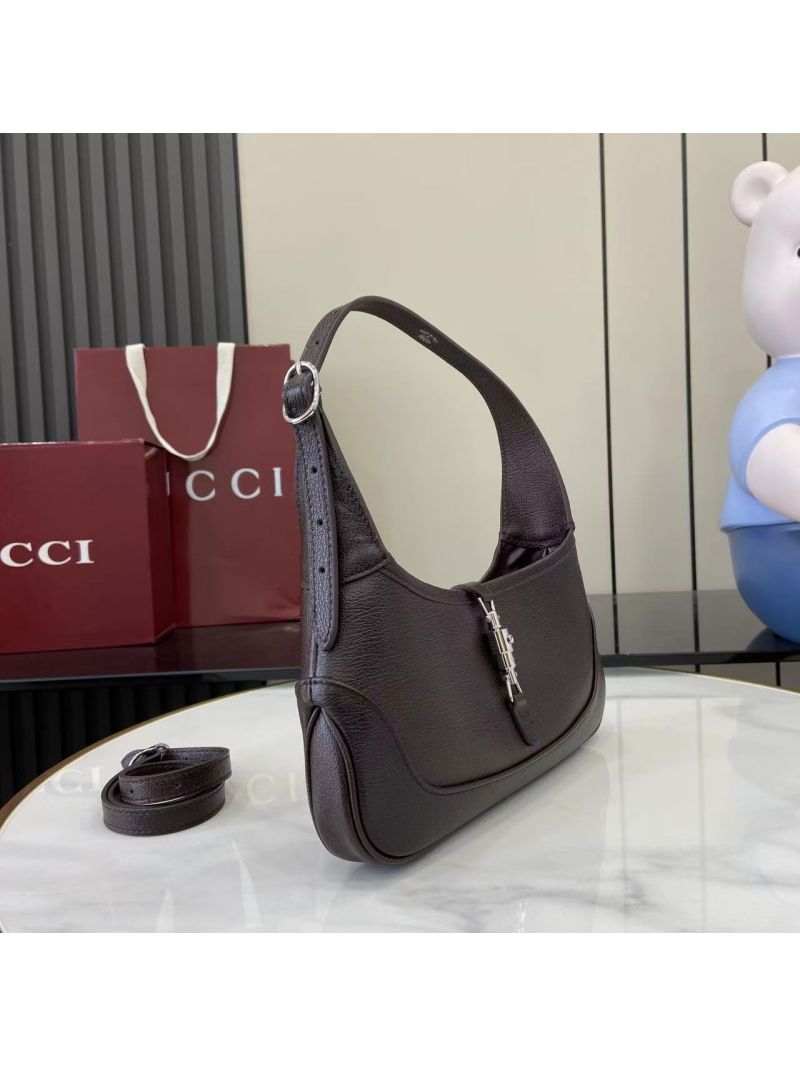 Gucci Jackie Slim small shoulder bag in Soft Grainy Leather Dark Brown 863137