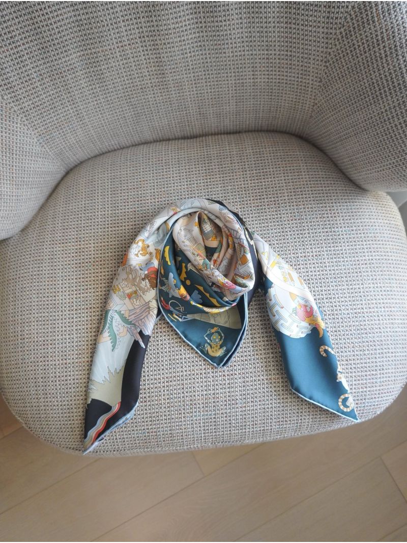 Hermes Carré 90 Academia Hippica H004281S Teal