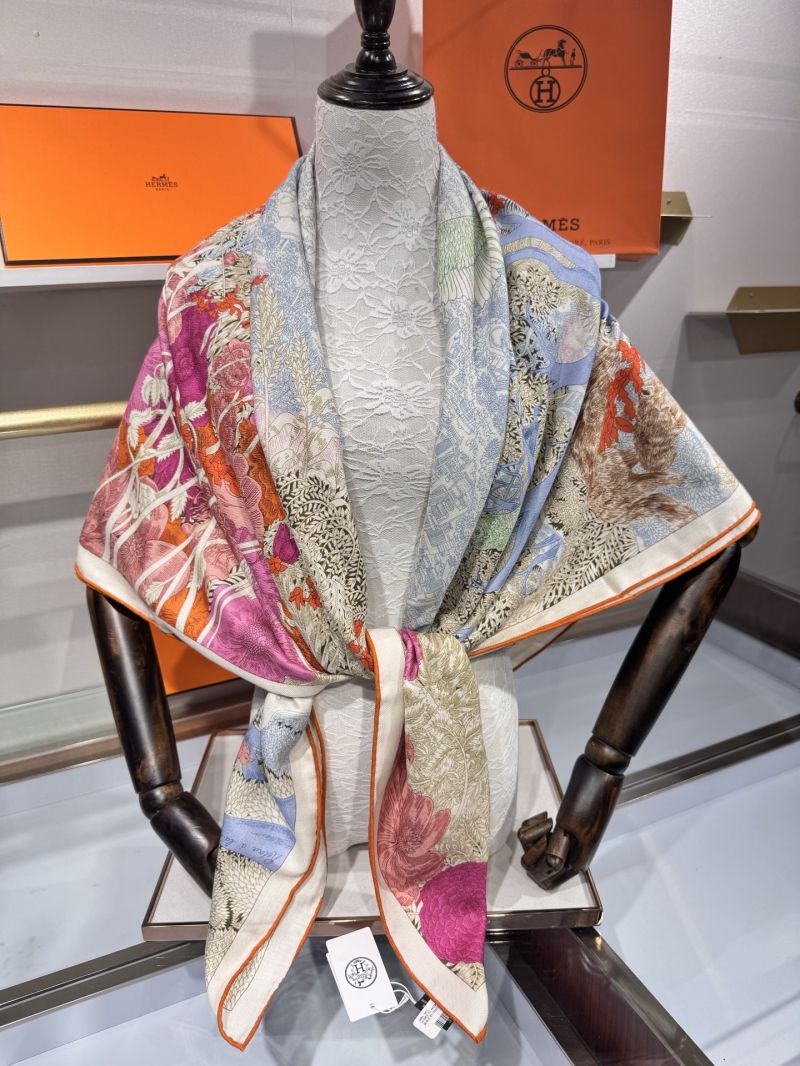 Hermes Retour a la Nature Silk Cashmere Scarf 140x140 Orange