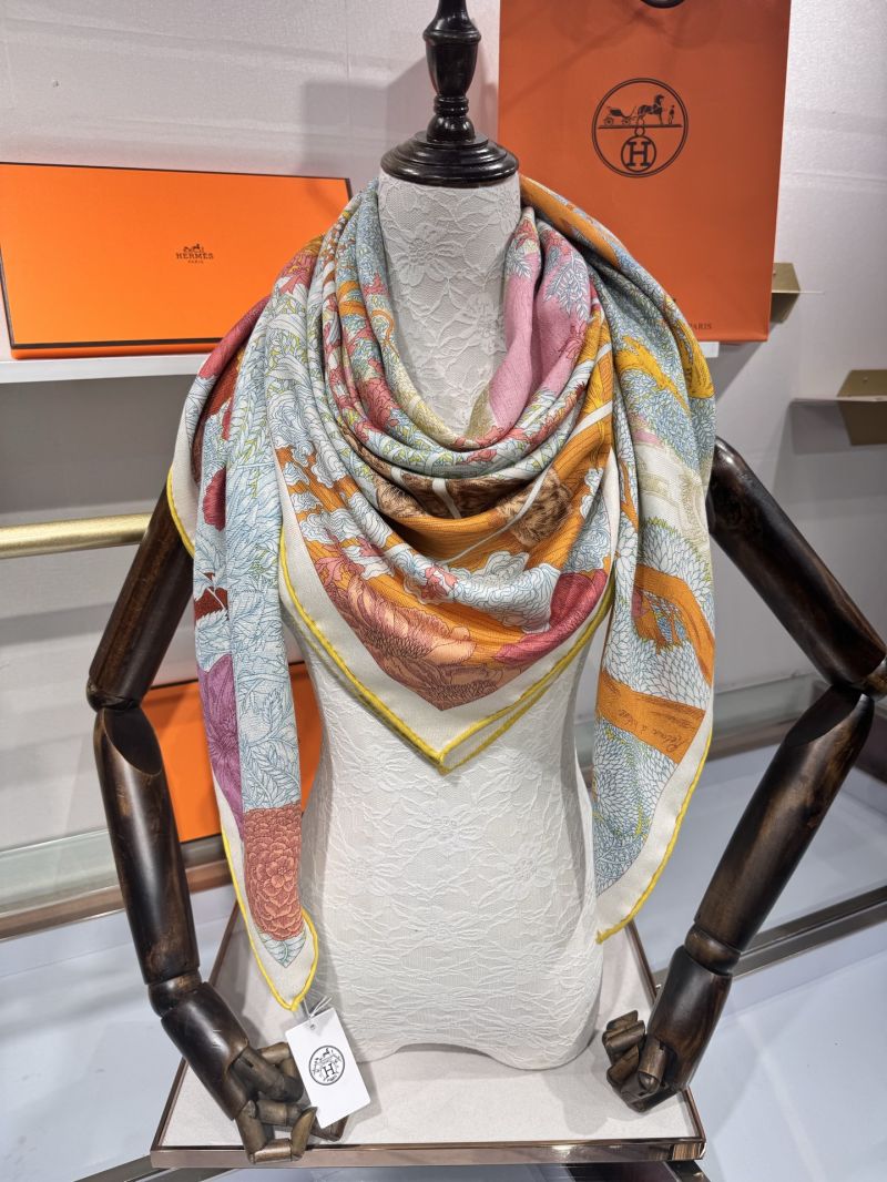 Hermes Retour a la Nature Silk Cashmere Scarf 140x140 Yellow