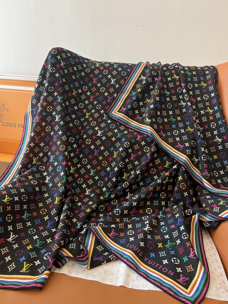 Louis Vuitton Monogram Multicolor Silk-Wool Shawl 134x134 cm