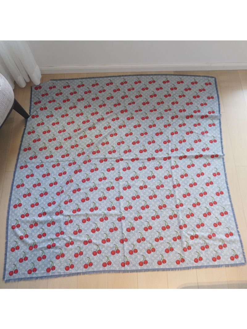 Louis vuitton LV x TM Denim Cerise Shawl 136x136cm M96379 Denim blue