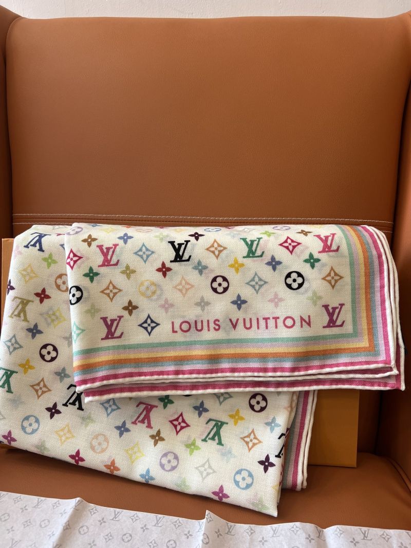 Louis Vuitton Monogram Multicolor Silk-Wool Shawl 134x134 cm
