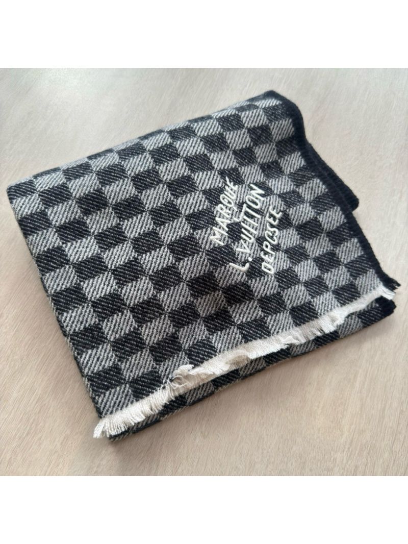 Louis Vuitton Black Cashmere Scarf, Chessboard Pattern, Luxe Cloud-Soft Feel