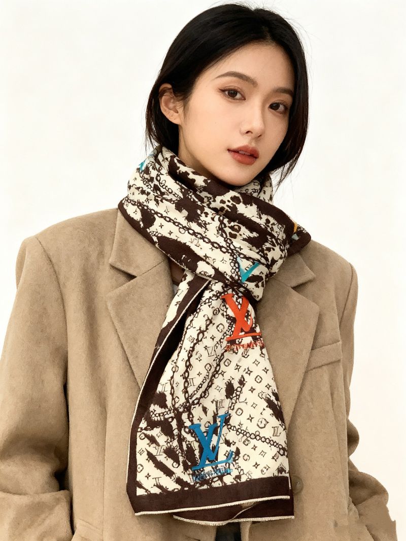 Louis Vuitton x Takashi Murakami Grey Velvet Scarf with Monogram Multicolor - Luxe & Artistic