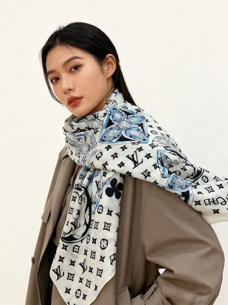 Louis Vuitton x Takashi Murakami Blue Velvet Scarf - Monogram Multicolor, Luxe Silken Touch