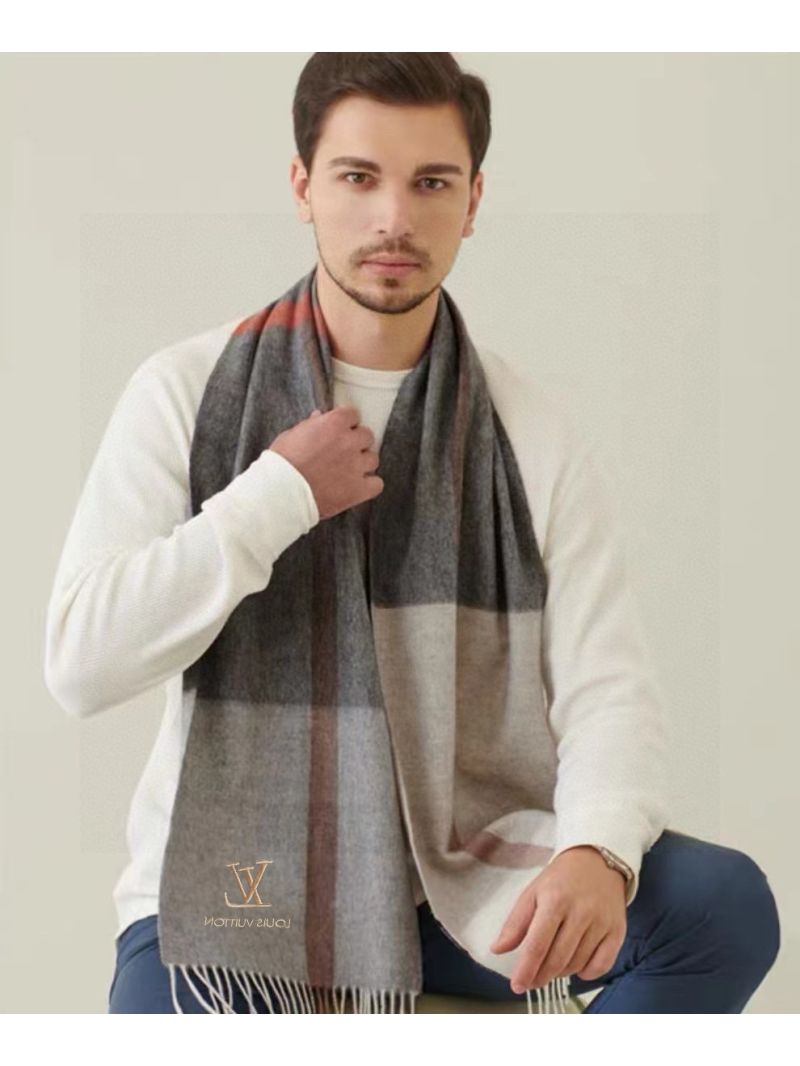 Louis Vuitton Grey Wool Scarf with Subtle Logo - Luxe, Soft & Timeless for the Modern Gentleman