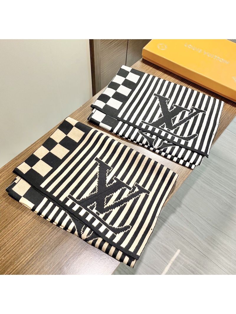 Louis Vuitton Black & White Striped Cashmere Scarf - Luxe, Soft, and Timelessly Chic
