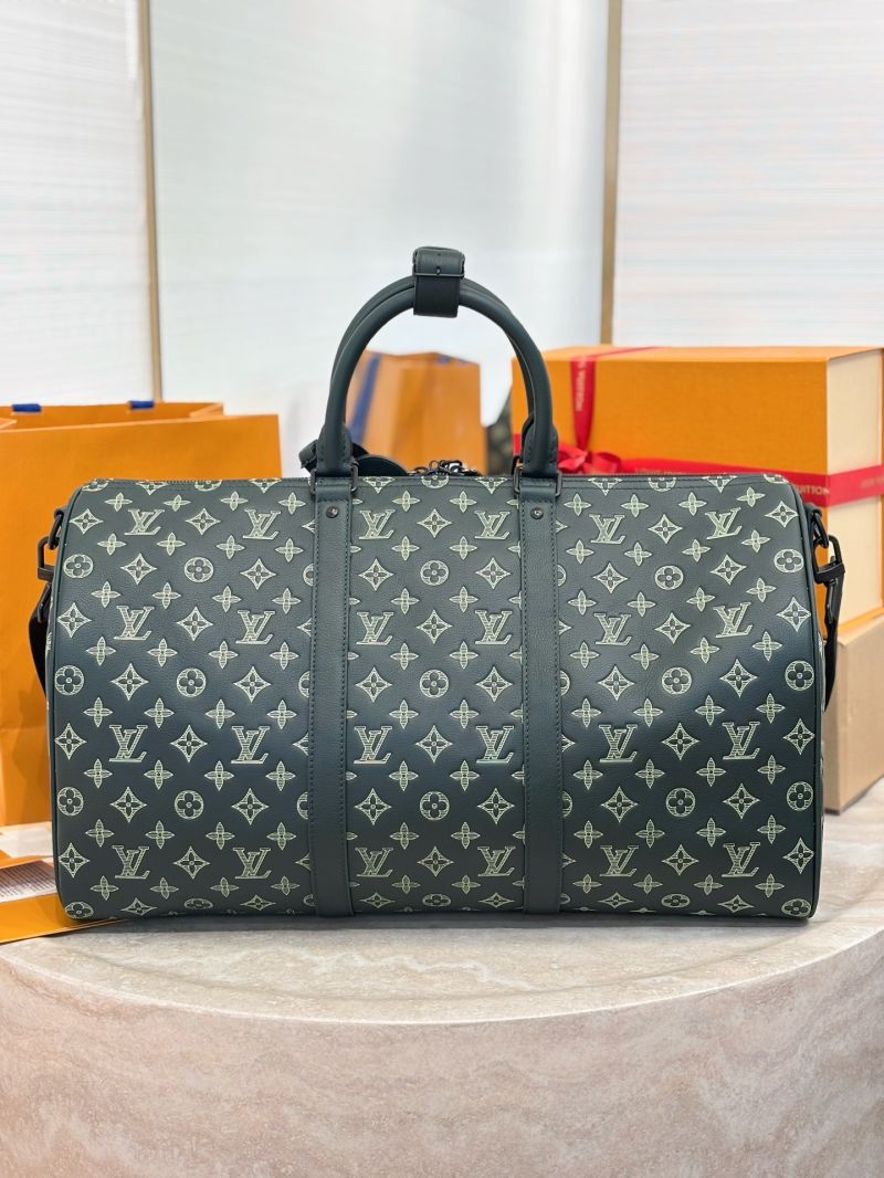 Louis Vuitton Keepall Bandouli&egrave;re 50 in Monogram Shadow Leather Forest Green M27179