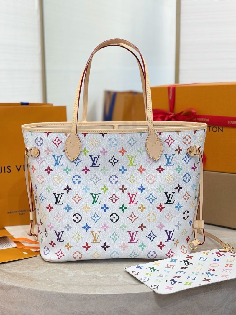 Louis Vuitton Neverfull MM in Monogram Multicolore Canvas Blanc M40235