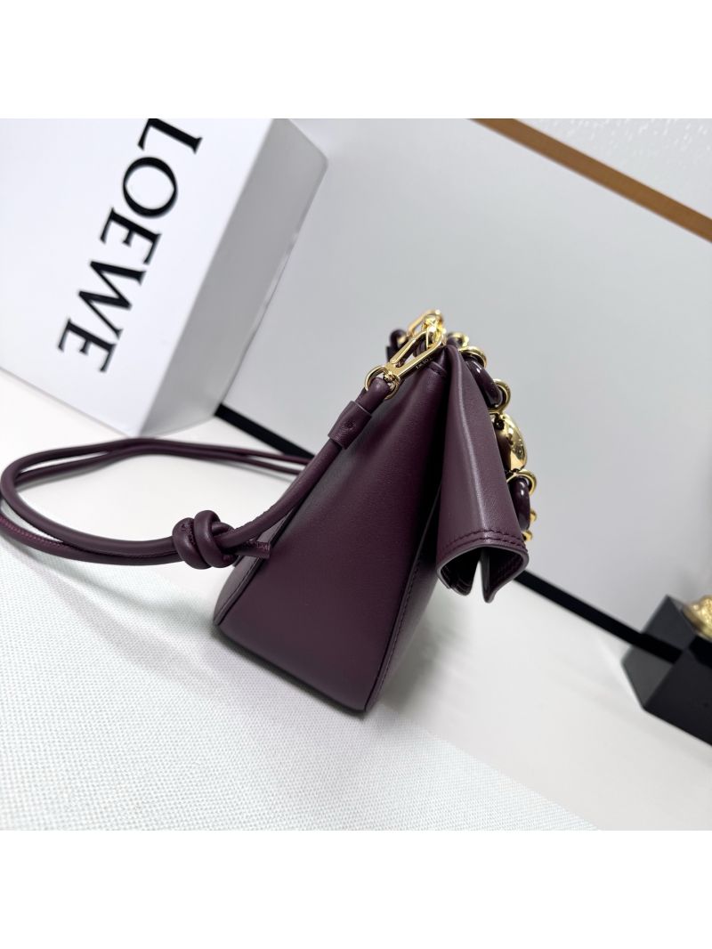 LOEWE Medium Ola Bag in Smooth Calfskin Deep Plum/Burgundy 012518