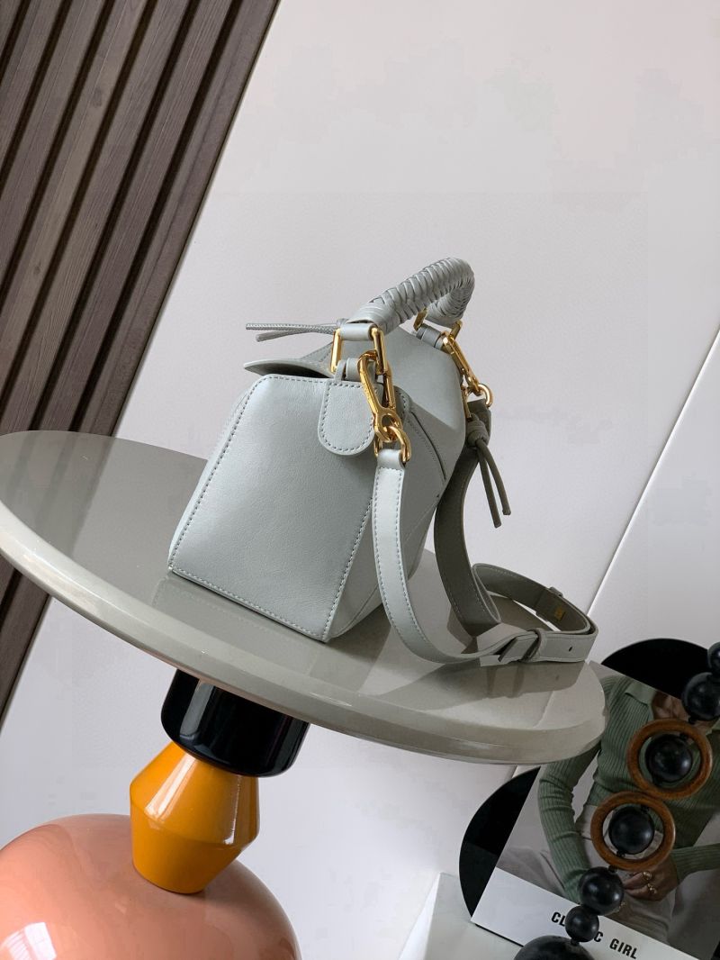 Loewe Small Puzzle Edge Bag in Satin Calfskin Ash Grey A510P60X30