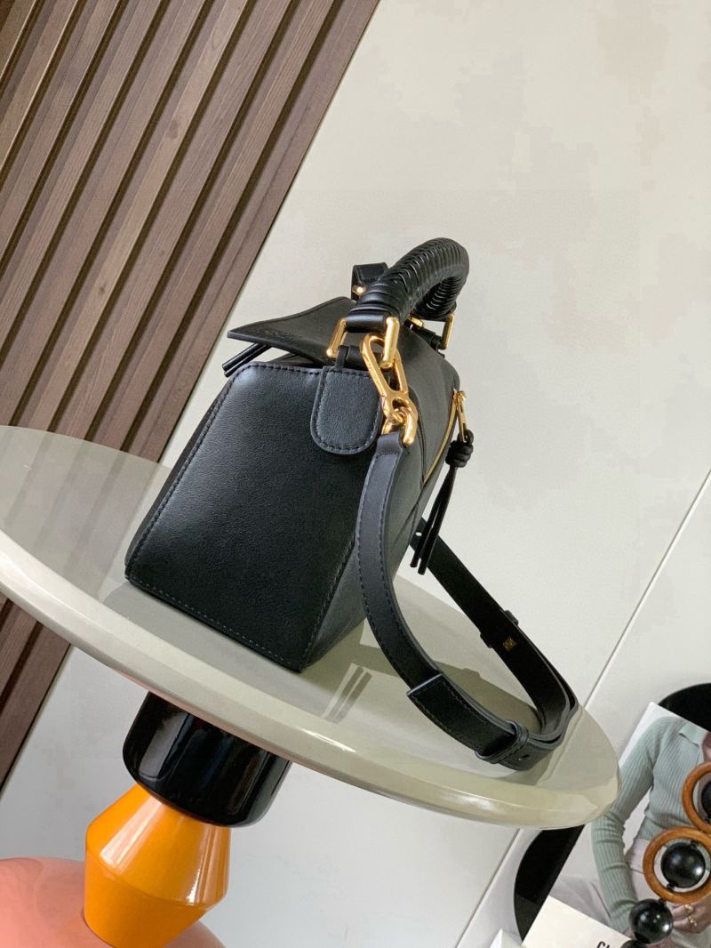 Loewe Small Puzzle Edge Bag in Satin Calfskin Black A510P60X31