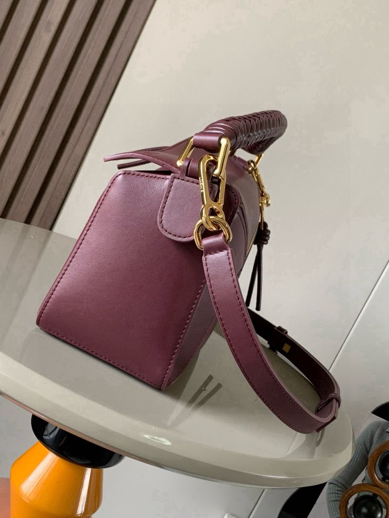 Loewe Small Puzzle Edge Bag in Satin Calfskin Dark Burgundy A510P60X31