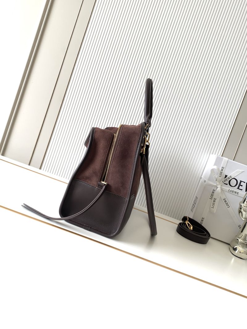 Loewe Paseo Bag in Suede and Calfskin Dark Chocolate A709P50X11